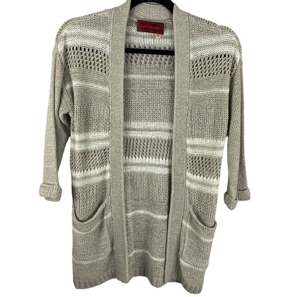 ANTHROPOLOGIE Left on Houston Cream Crochet Open Cardigan Small - Picture 1 of 9